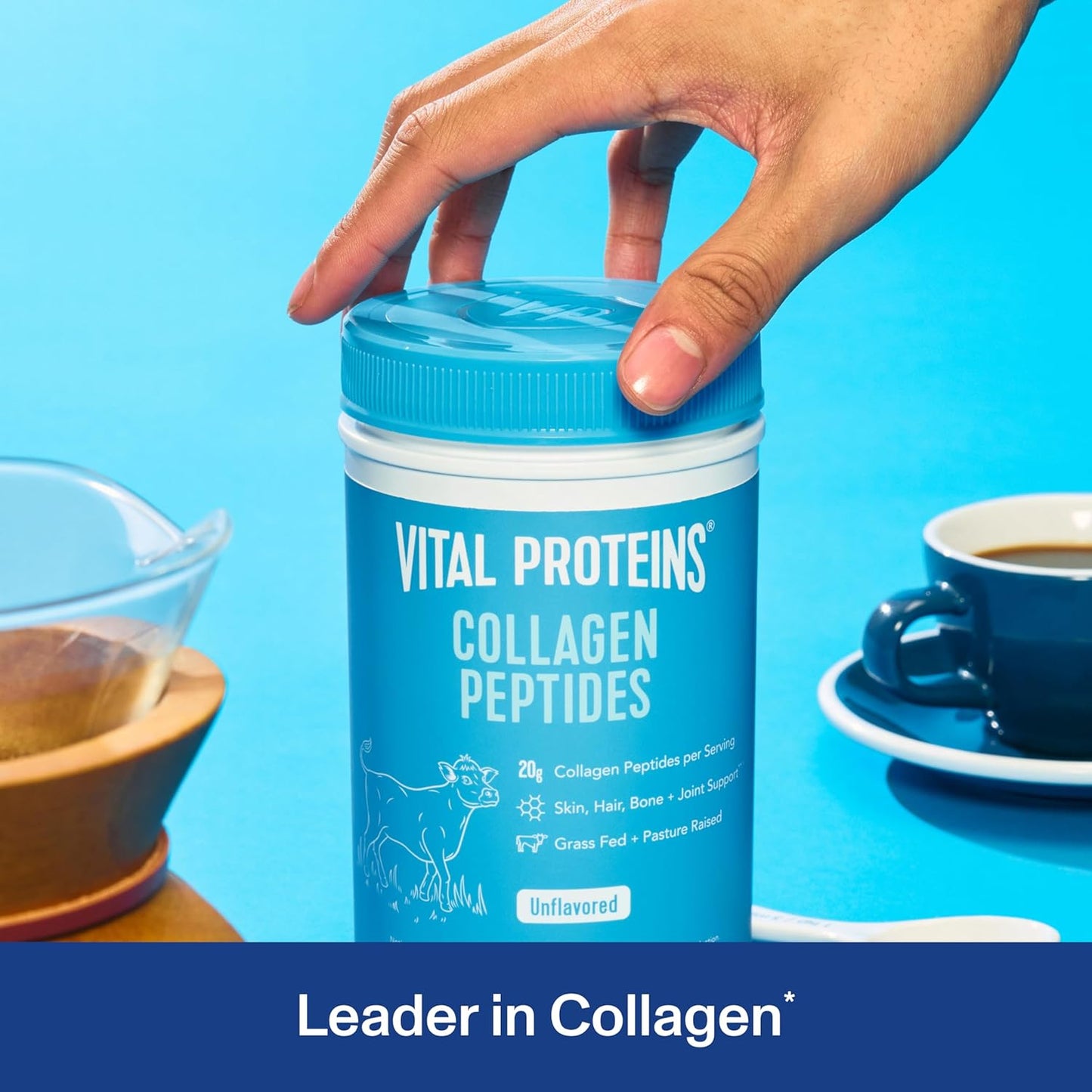 Vital Proteins Collagen Peptides Powder, Promotes Hair, Nail, Skin, Bone and Joint Health, Zero Sugar, Unflavored 20 oz